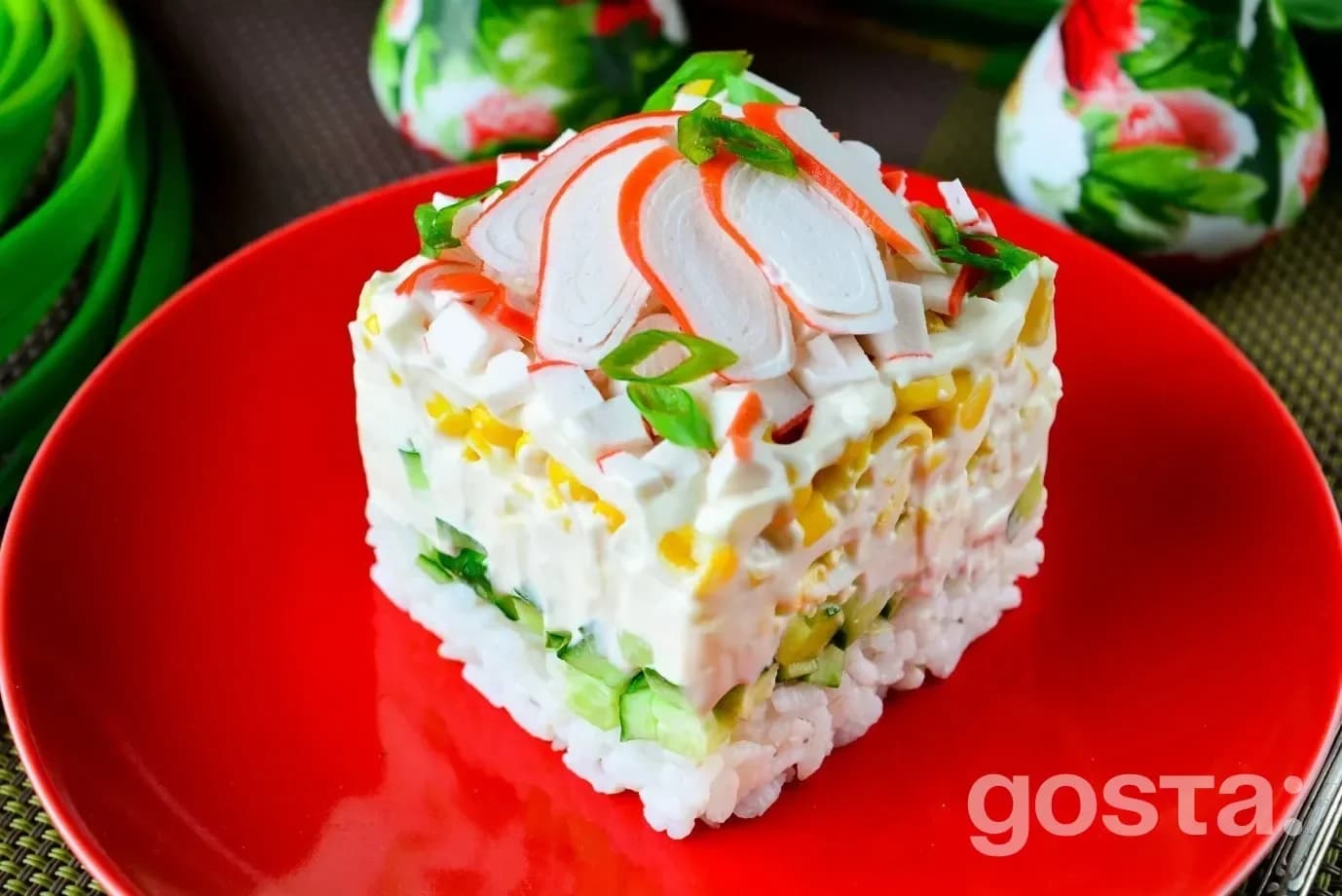 Festive crab stick salads