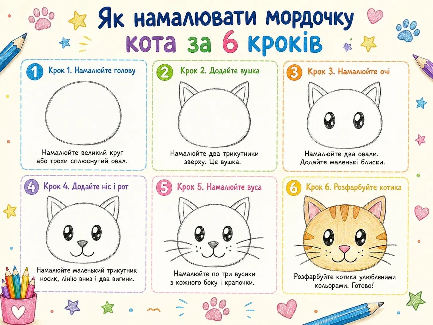 Як намалювати кота: з яких простих форм складається малюнок