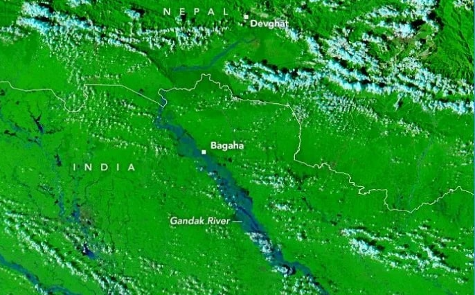 NASA показала повінь на річці Гандак – що змінилося за дев'ять днів
