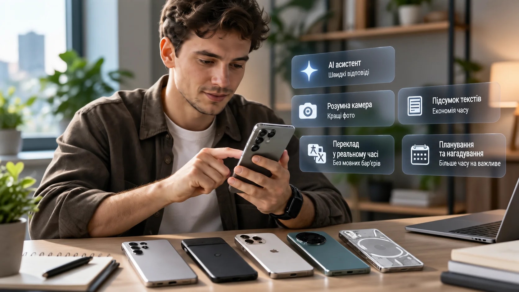Смартфони з ШІ 2026 – порівняння Samsung Galaxy S26, Google Pixel 11, iPhone 17 Pro, Xiaomi 17 і Nothing Phone 4a Pro