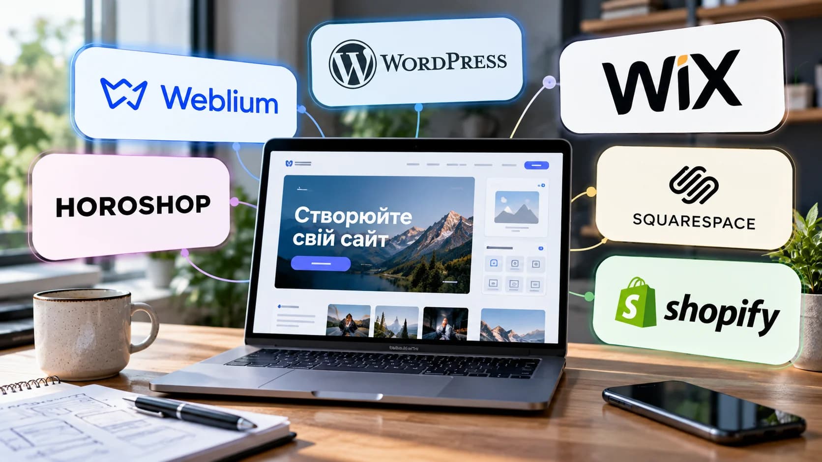 Найкращі конструктори сайтів в Україні у 2026 році – Weblium, WordPress, Wix, Horoshop, Squarespace і Shopify