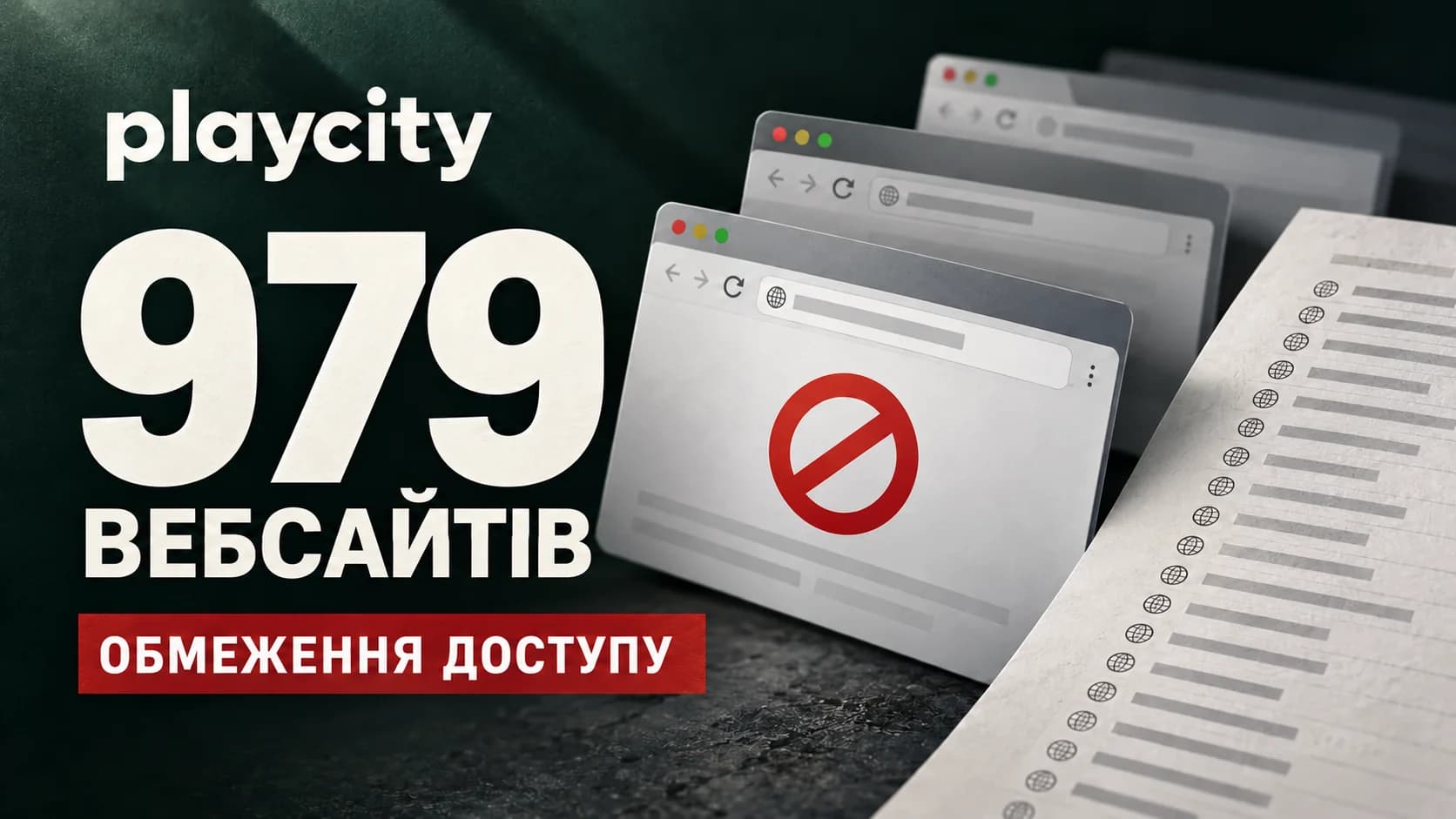 Обмеження доступу до 979 сайтів азартних ігор в Україні – рішення PlayCity № 425-Р