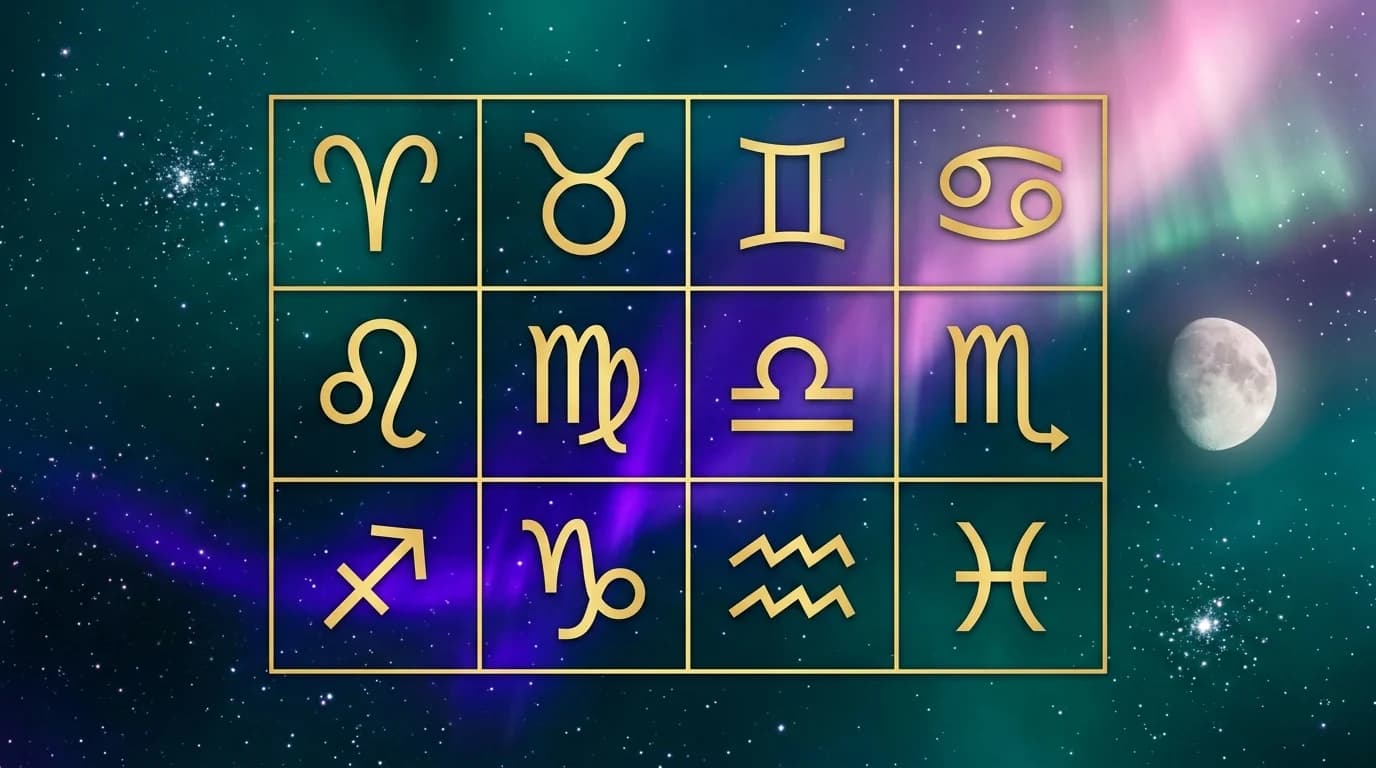 Astrological composition with zodiac symbols for horoscope on September 1, 2026