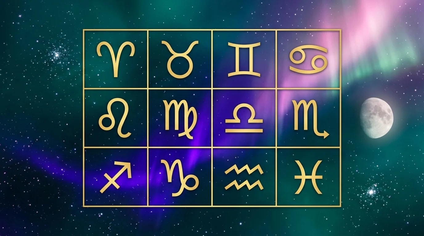 Astrological composition with zodiac symbols for horoscope on September 1, 2026