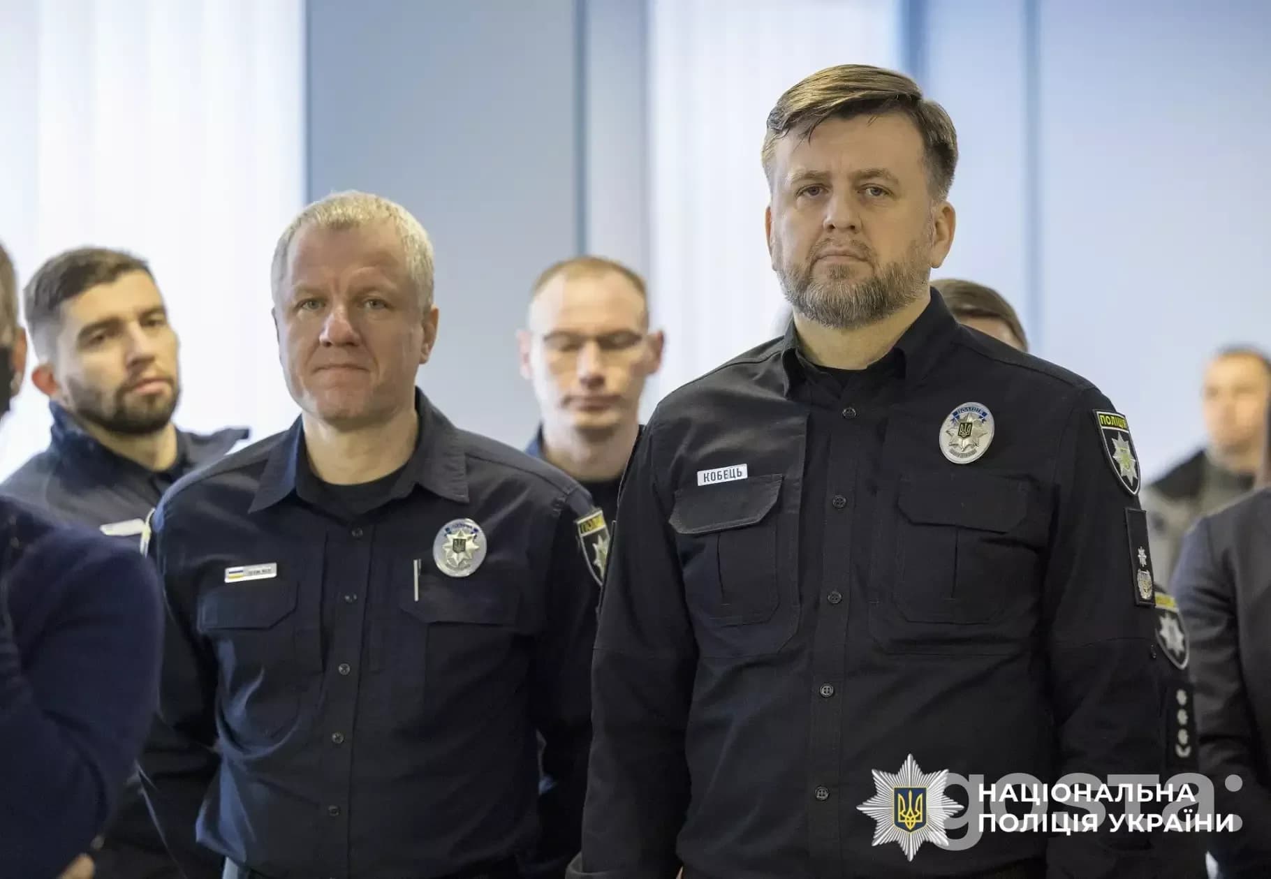 На фото зображені офіційні представники Національної поліції України на відкритті Центру психологічної підтримки в Києві