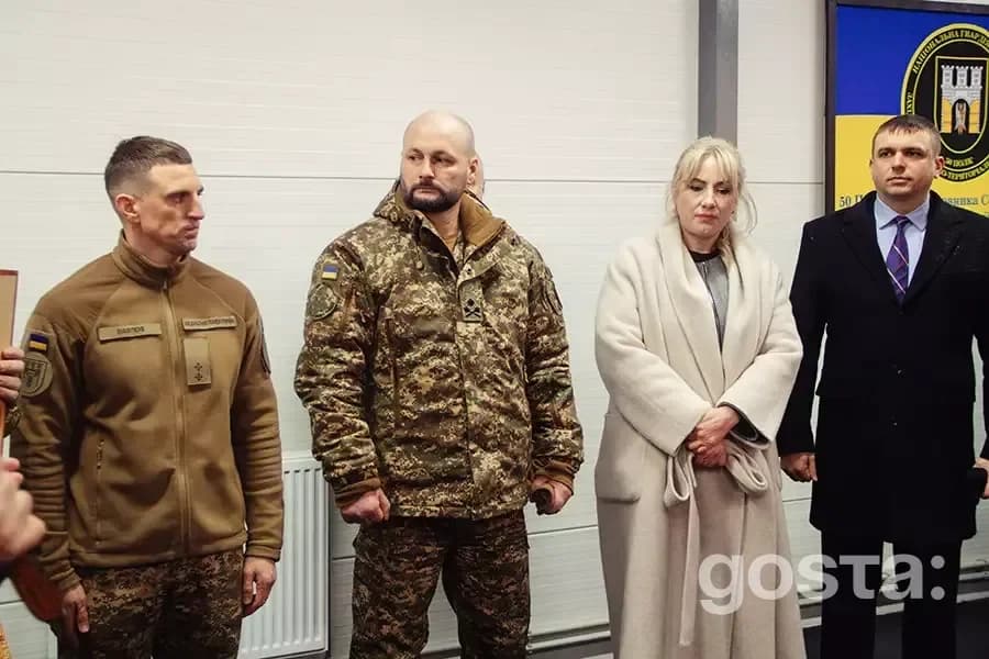 Opening of a sports rehabilitation centre for Ukrainian National Guard veterans in Prykarpattia, featuring key attendees