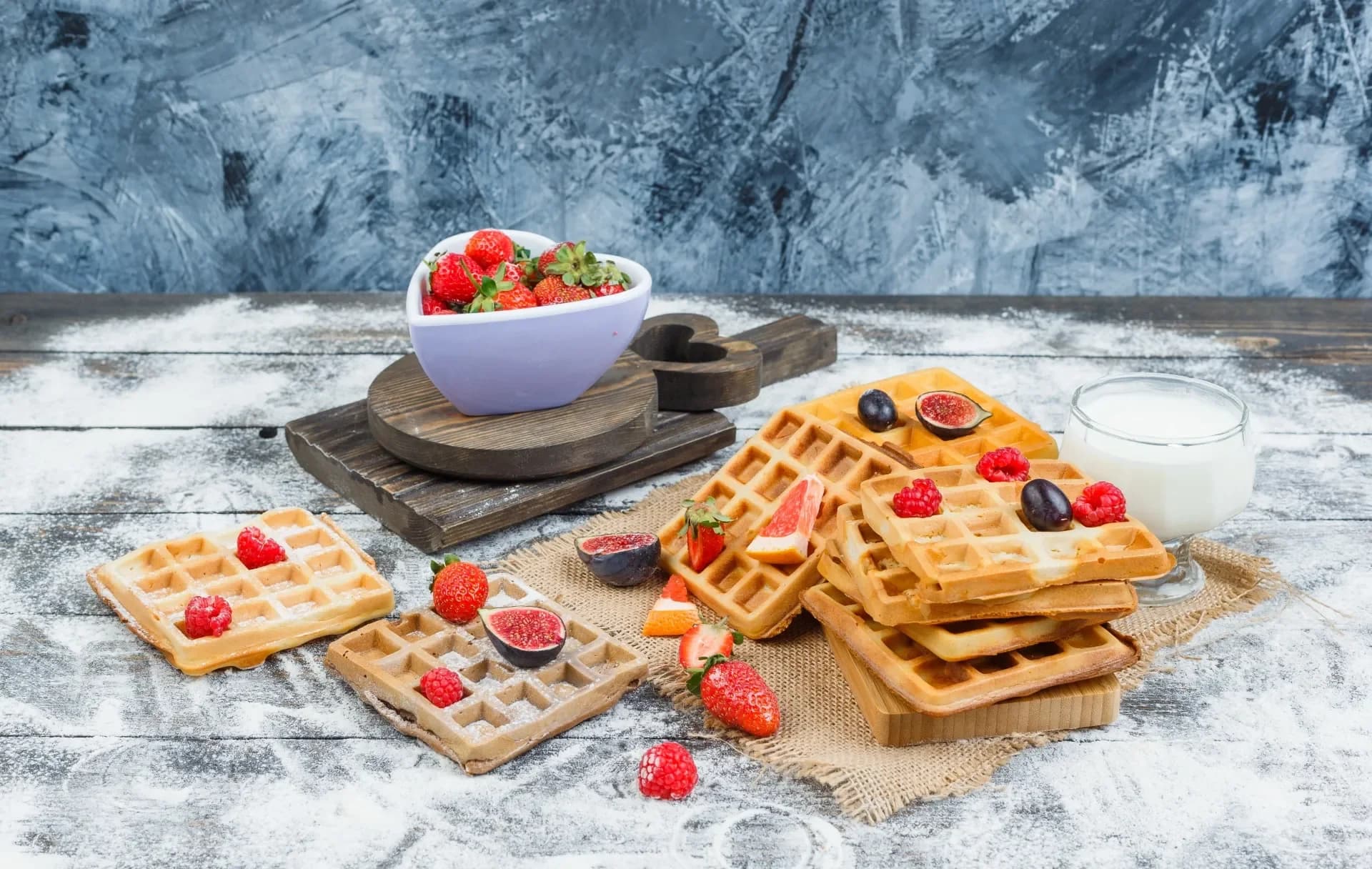 Belgian waffles with sour cream