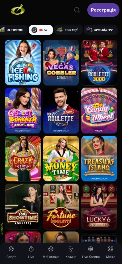 Live Casino BETON казино · мобільна версія