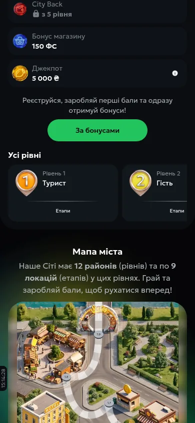 Програма лояльності казино Slot City · мобільна версія