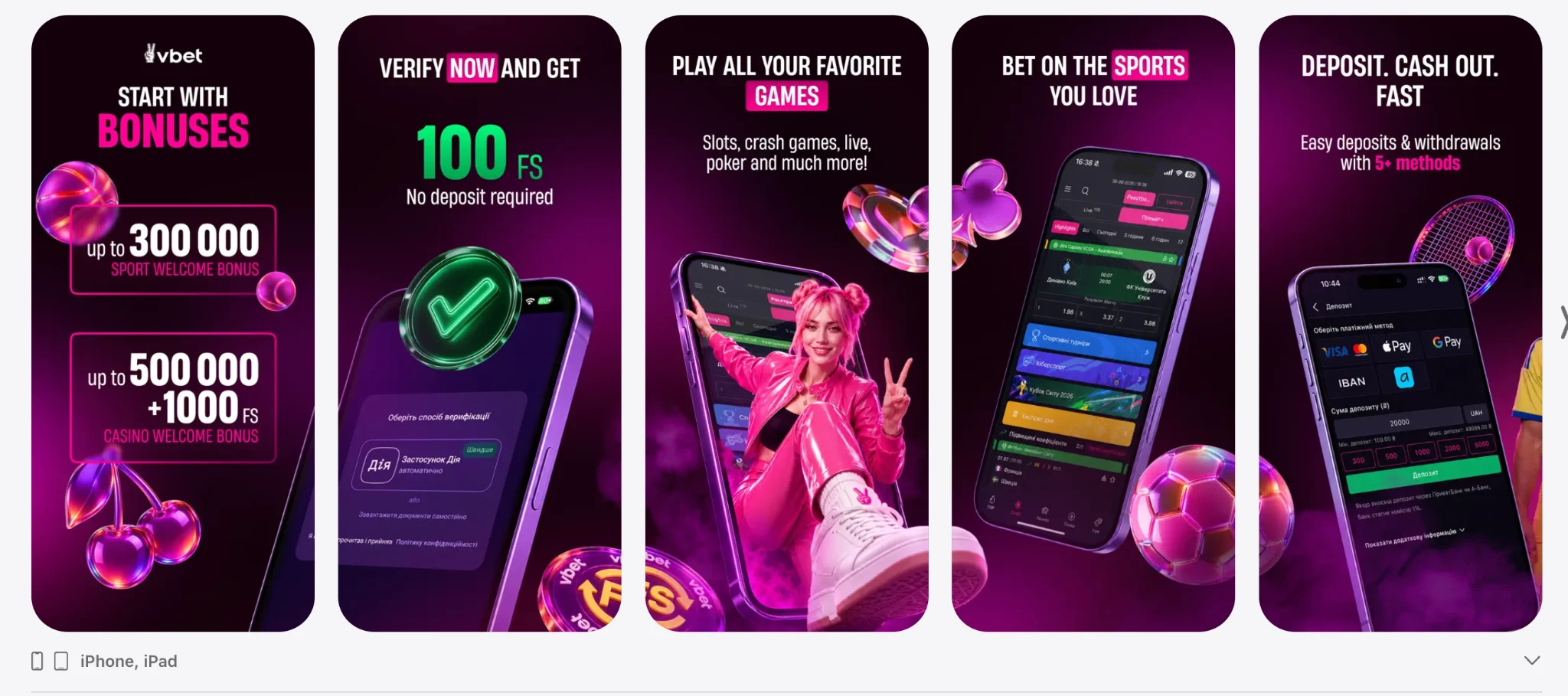 Мобільний застосунок казино VBET для Android та iOS