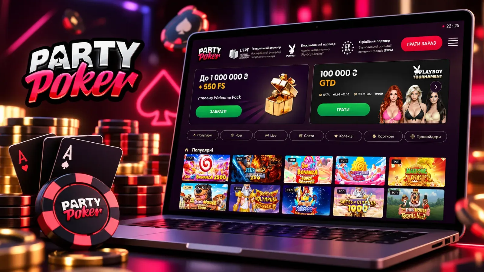 Казино PartyPoker Україна 2026 – огляд ліцензії, бонусів, покеру, ігор та виплат