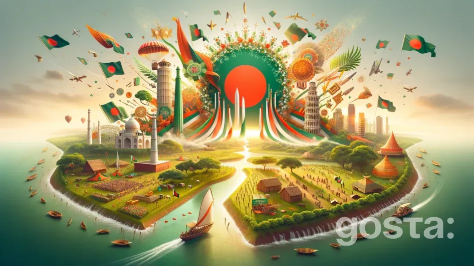 Прапор Бангладеш майорить на фоні святкових урочистостей Дня незалежності