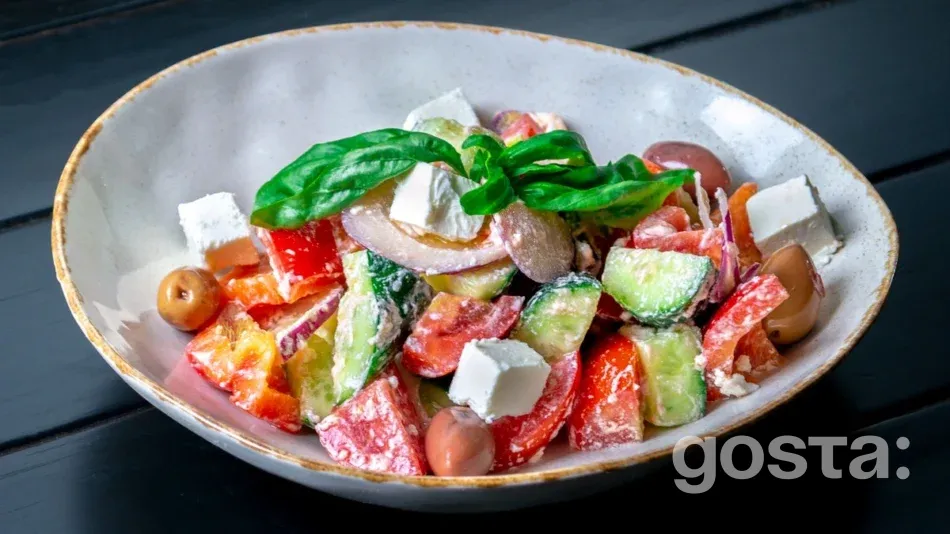 Greek salad with mayonnaise